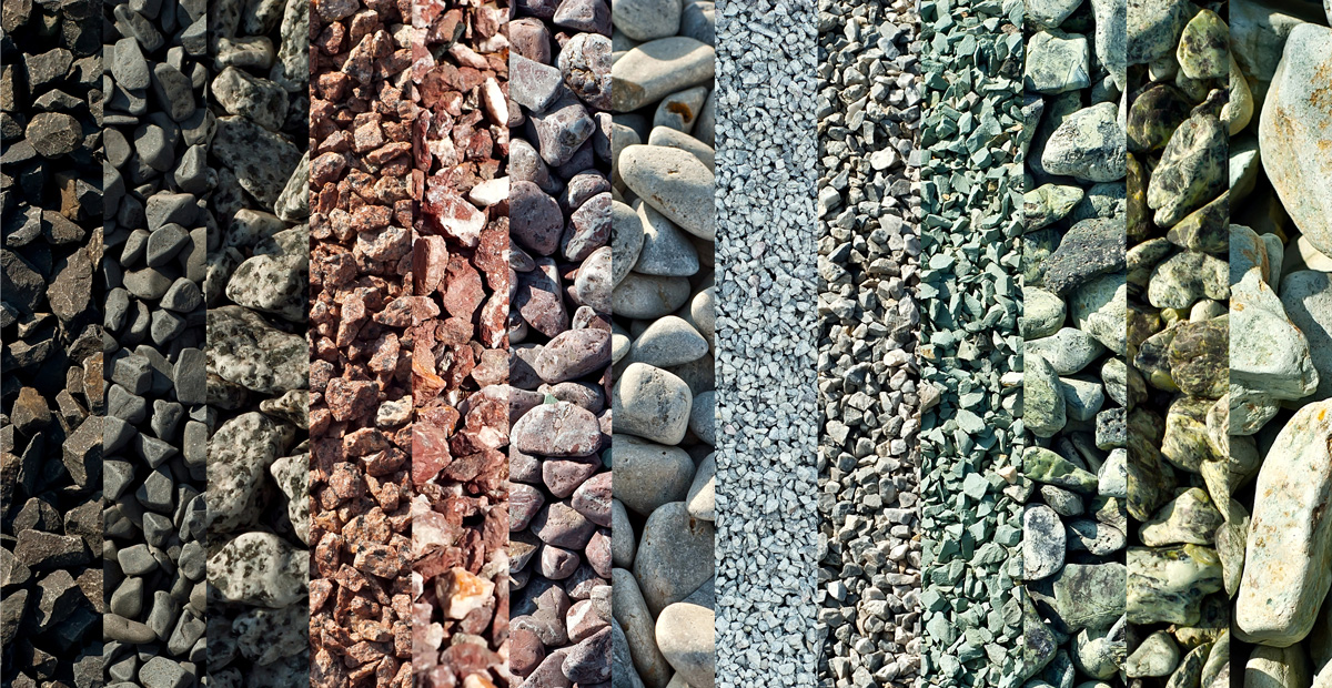 Different types and colors of aggregate in Carlsbad.